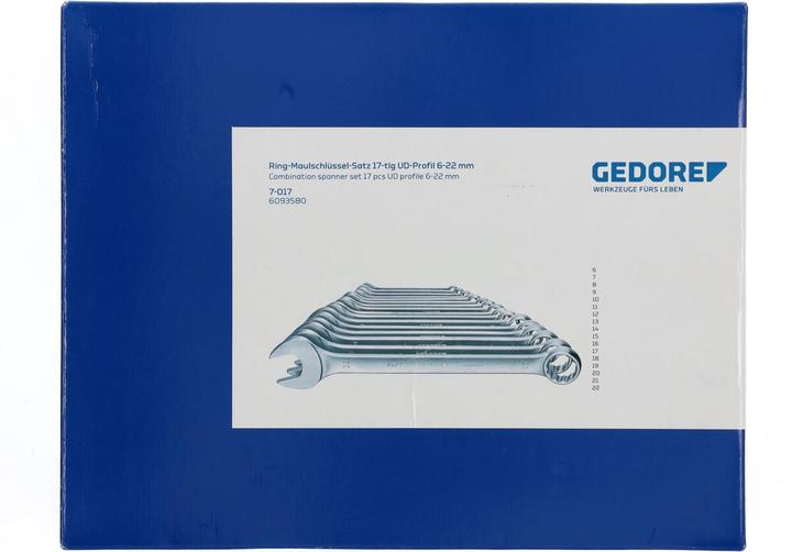 Image du produit Gedore 7-017 Jeu de clés mixtes 17 pièces profil UD 6-22 mm (22 mm)