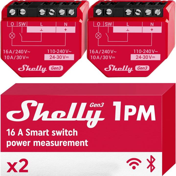 Actual product image Shelly 1PM Gen3 x2 (Switch actuator)