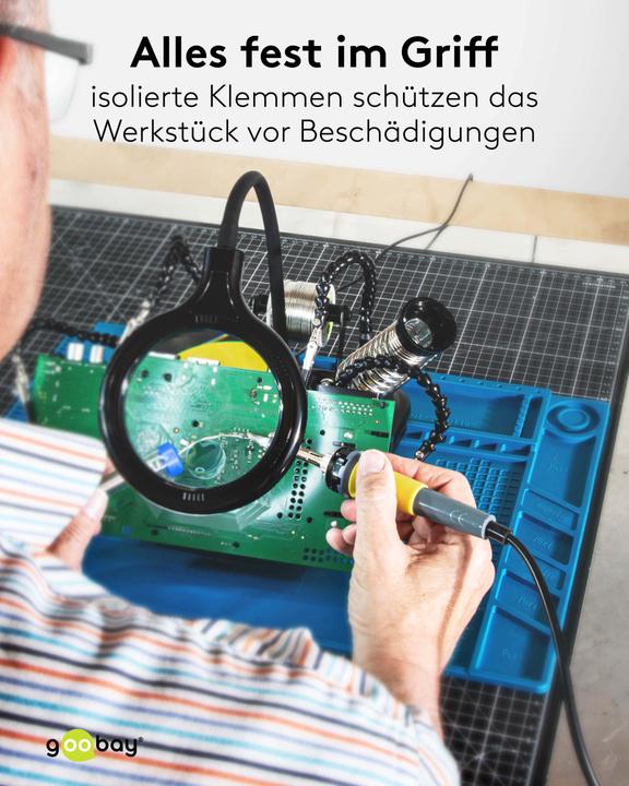 Image du produit Goobay Löthilfe mit Lupenleuchte und Schwanenhals-Armen (Lampe loupe)