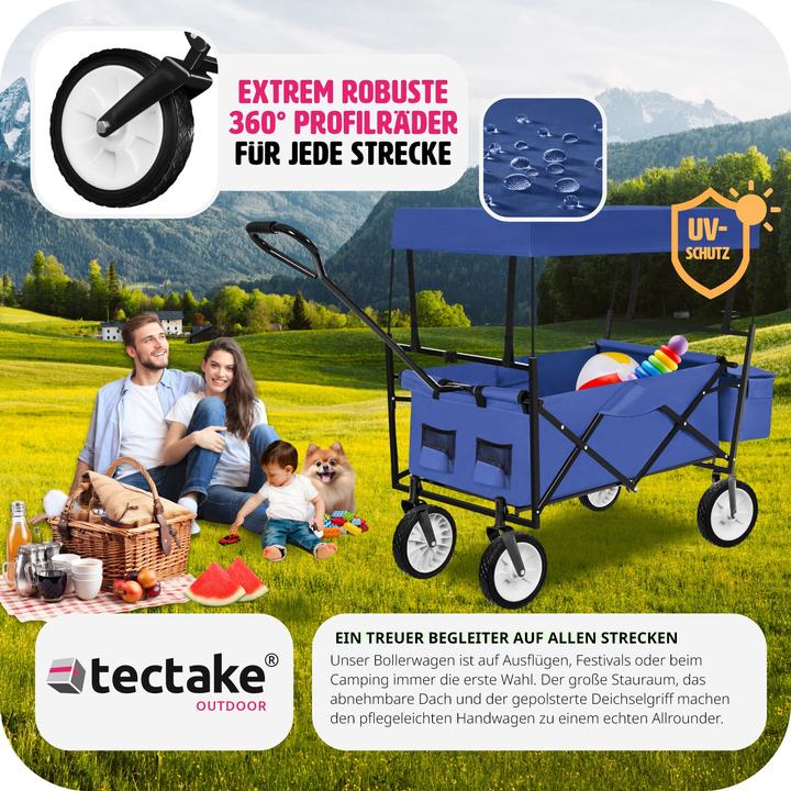 Actual product image tectake Foldable handcart with roof and carry bag
