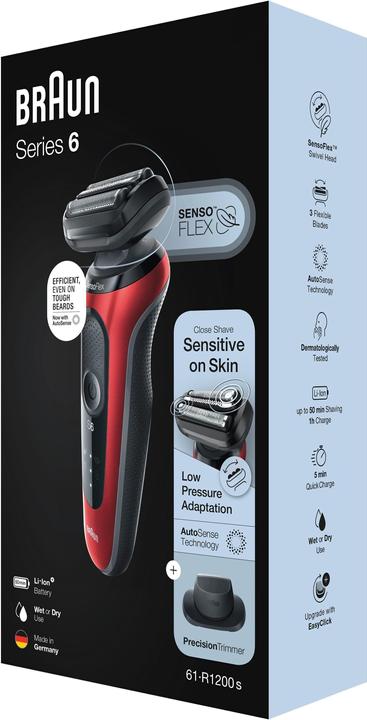 Actual product image Oral-B Braun Series 6 61-R1200s Foil Scraper Trimmer Black, Red