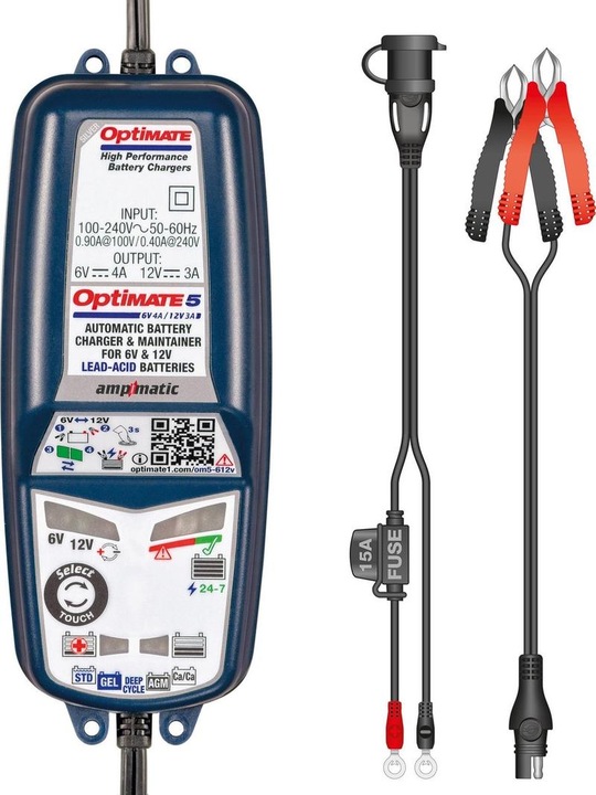 Actual product image Tecmate Optimate 5 Voltmatic Acculader (24V, 12V)