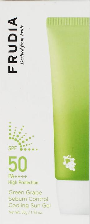 Actual product image Frudia Green Grape Sebum Control Cooling Sun Gel SPF50+ PA++++ 50g (Sun cream face, Suntan cream, SPF 50+)
