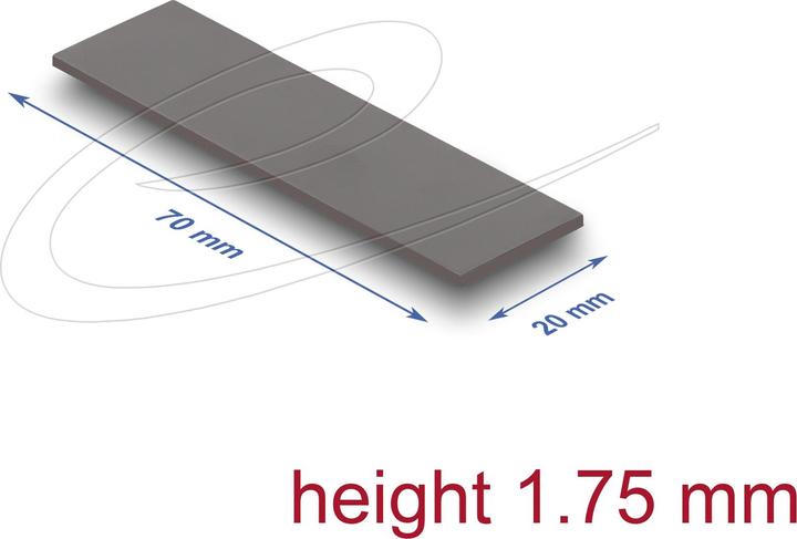Actual product image Delock 18467 - thermal pad 70 x 20 x 1.75 mm for M.2 modules 3.2 WmK - Low Oil Bleeding (1.75 mm, 3.20 W/m K)