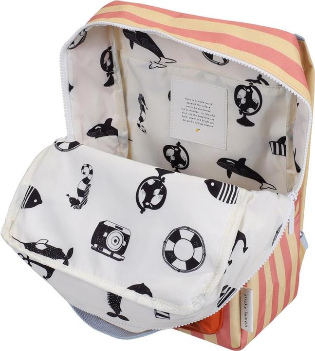Sticky Lemon backpack medium wonders envelope stripes coral pink + sandy yellow