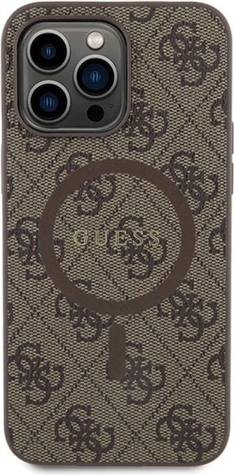 Produktbild Guess GUHMP15LG4GFRW iPhone 15 Pro 6.1" brązowy/brown hardcase 4G Collection Leather Metal Logo MagS (Apple iPhone 15 Pro)