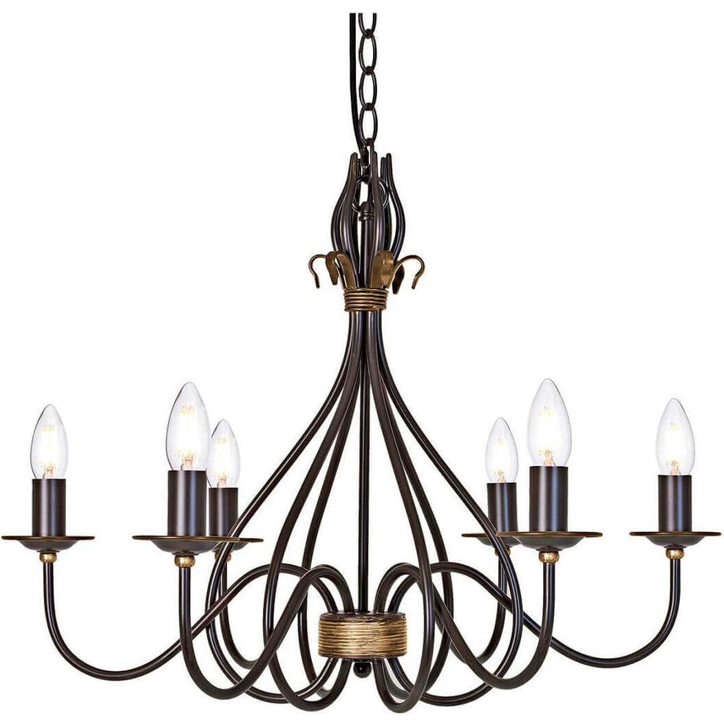 Elstead Lighting, Kronleuchter, Windermere Kronleuchter E14 6-fach Rost, Goldfarbe, Made in UK (64.50 cm)