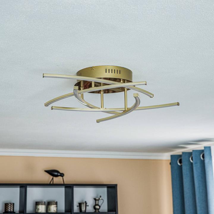 Actual product image Lindby Flakira LED ceiling lamp, 5-light antique brass (1940 lm)