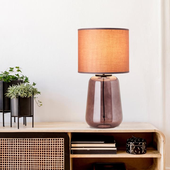 Actual product image Brilliant Hydra Table Lamp 56cm mauve/purple glass/textile cord intermediate switch (E27)