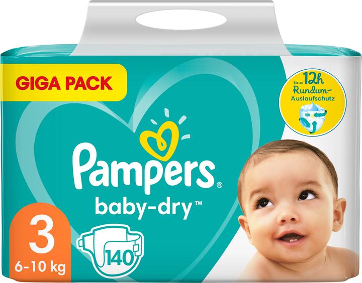 Pampers Baby-Dry Grösse 3, 140 Windeln (Gr. 3, Halbmonatsbox, 140 Stück)