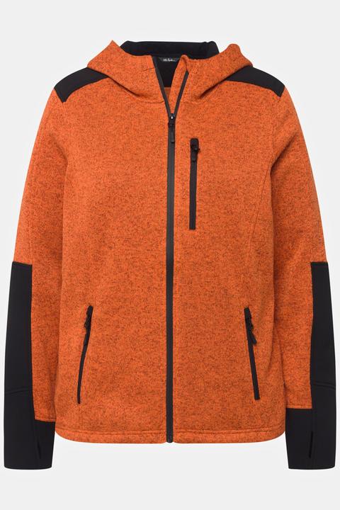 Ulla Popken Fleecejacke, Reflektordruck, Kapuze, Daumenloch