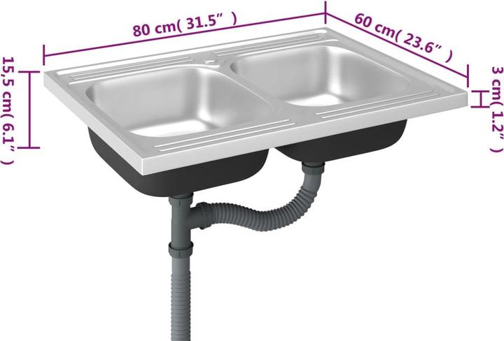 Produktbild VidaXL Trudie (Einbauspüle, 39 cm, 60 cm)
