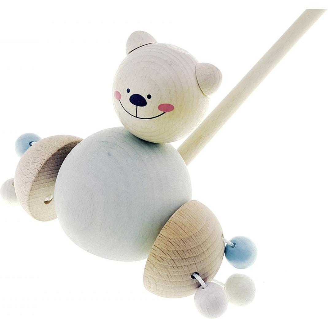 Hess Schiebe-Bär Natur rose/bleu