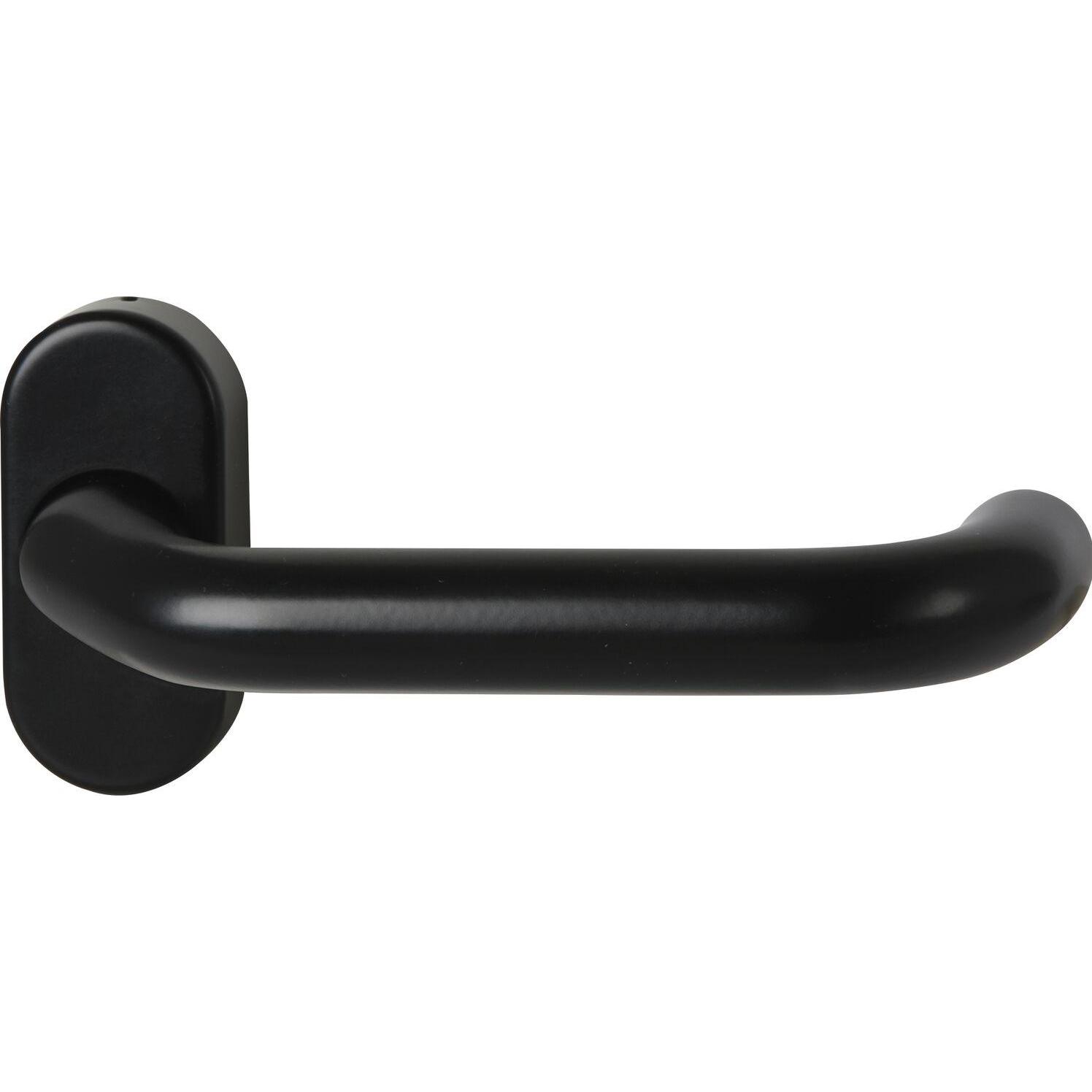 FSB, Türgriff + Fenstergriff, Rahmentürdrücker 97 0625 Hochhaltefeder ovale Rosette Aluminium tiefschwarz (Türgarnitur)
