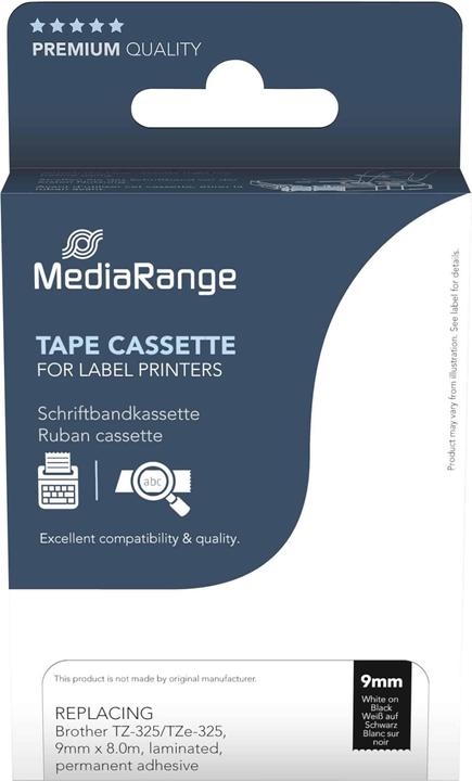 Produktbild MediaRange Schriftbandka. Brother TZ-325/TZe-325 9mm 8m sw (0.90 cm, Schwarz)
