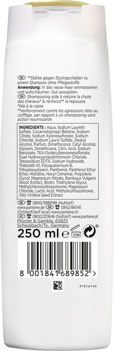 Actual product image Pantene Miracles Grow Strong Shampoo With Biotin And Bamboo, 250 ml (250 ml, Liquid shampoo)