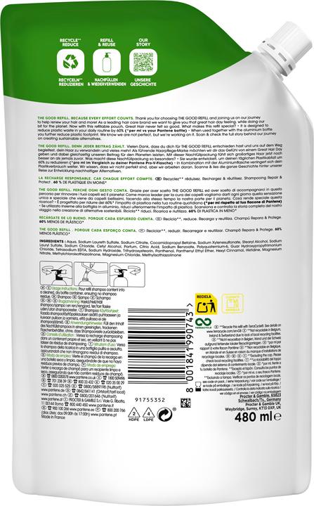 Immagine prodotto Pantene Pro-V Rigenera E Protegge Shampoo Ricarica (Shampoo liquido, 480 ml)