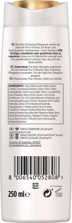 Actual product image Pantene Pro-V Miracles Silky & Glowing Shampoo (250 ml, Liquid shampoo)