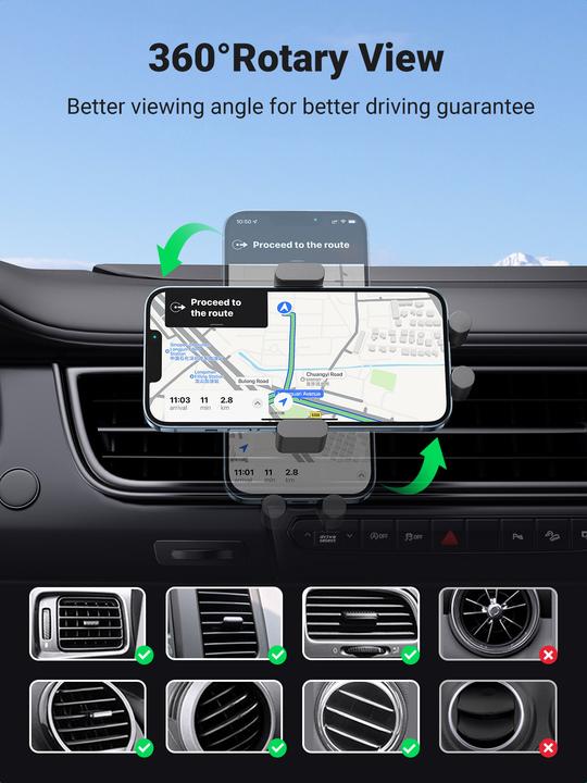 Produktbild Ugreen Car holder for ventilation grille with inductive charging CD256 (silver)