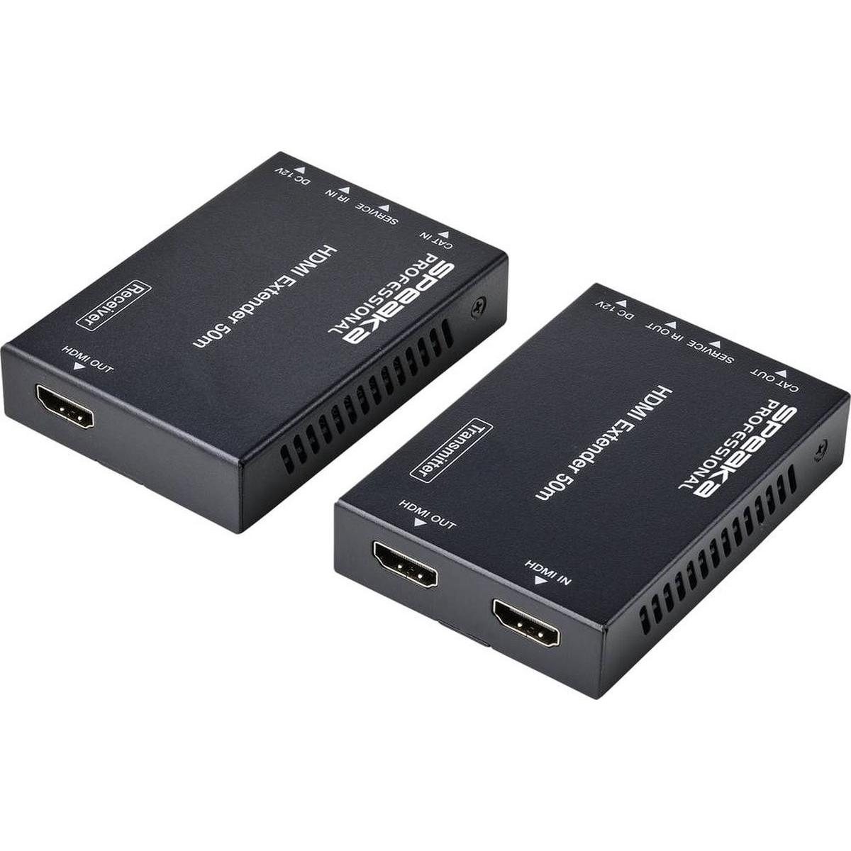 SpeaKa Professional HDMI Extender 50 m tramite cavo di rete con IR unidirezionale (Estensore), Convertitore video
