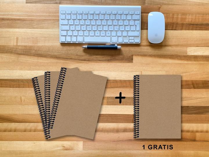 Produktbild A 5 Notizbuch - Set, 3+1 gratis, Luxury 80 Seiten MUSKAT Designerecycling, kariert 7x7mm (A5, Kariert)