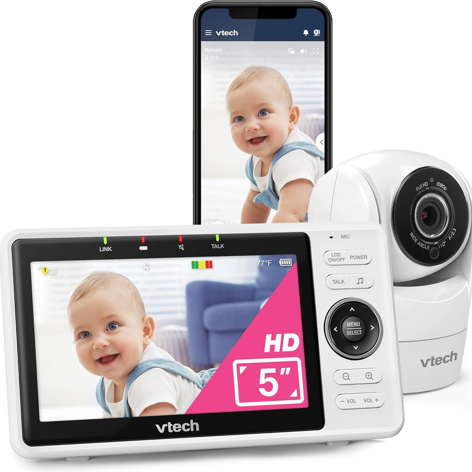 Babyphone Avec écran 7" SWZEC - Caméra Rotative 355°, Vision Nocturne, VOX, 25h Autonomie | Sans Wi-Fi, Portée 550m