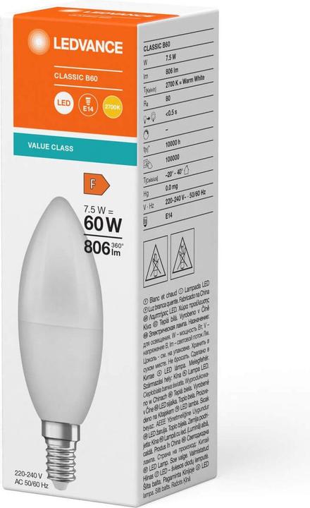 Image du produit Ledvance Lampe-bougie LED (E14, 806 lm)