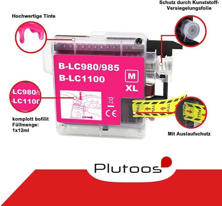 Produktbild Plutoos Brother LC-1100 / 980 / 985 / 990 Patrone XXL kompatibel, Magenta LC-1100 M (BK, C, M, Y)