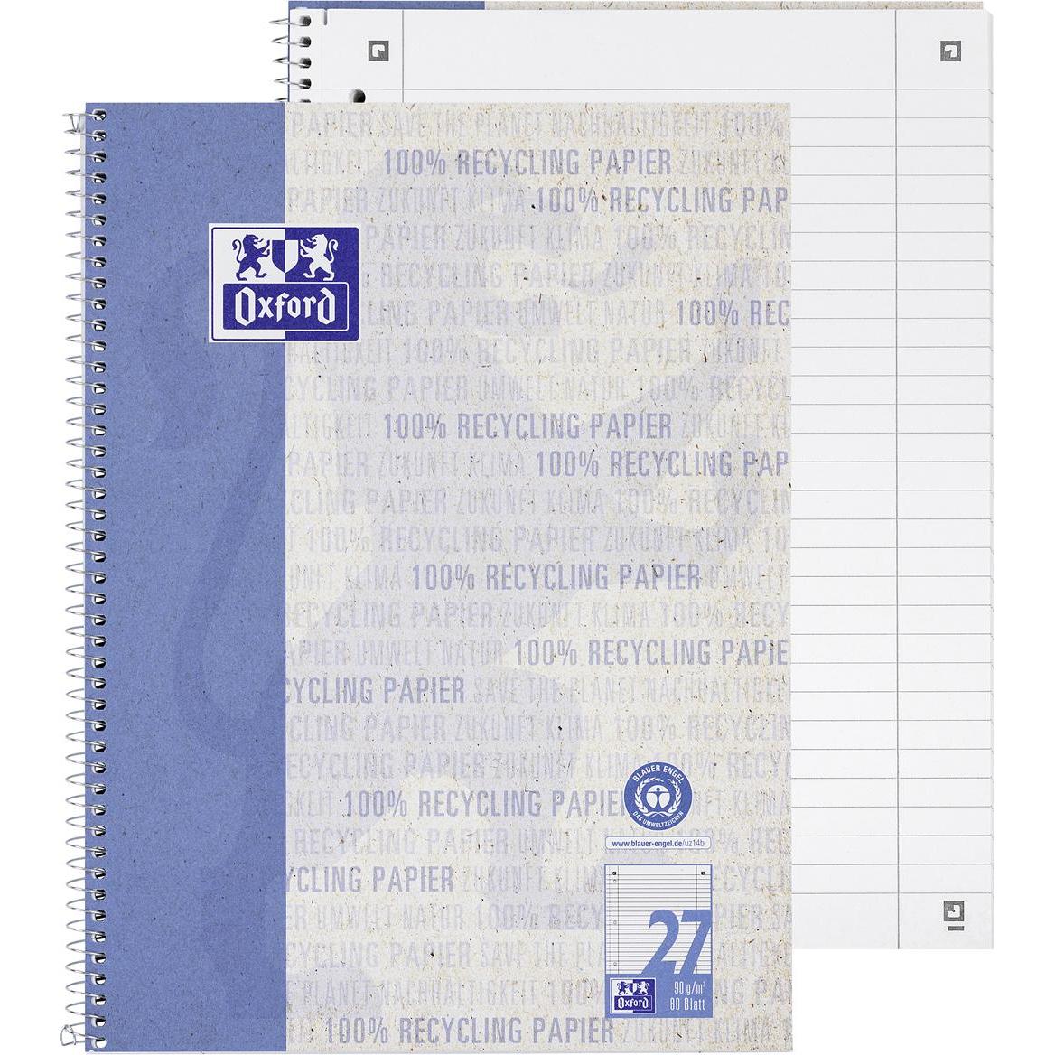 10x Oxford, Heft + Block, Collegeblock 'Recycling' (A4, Speziallineatur)