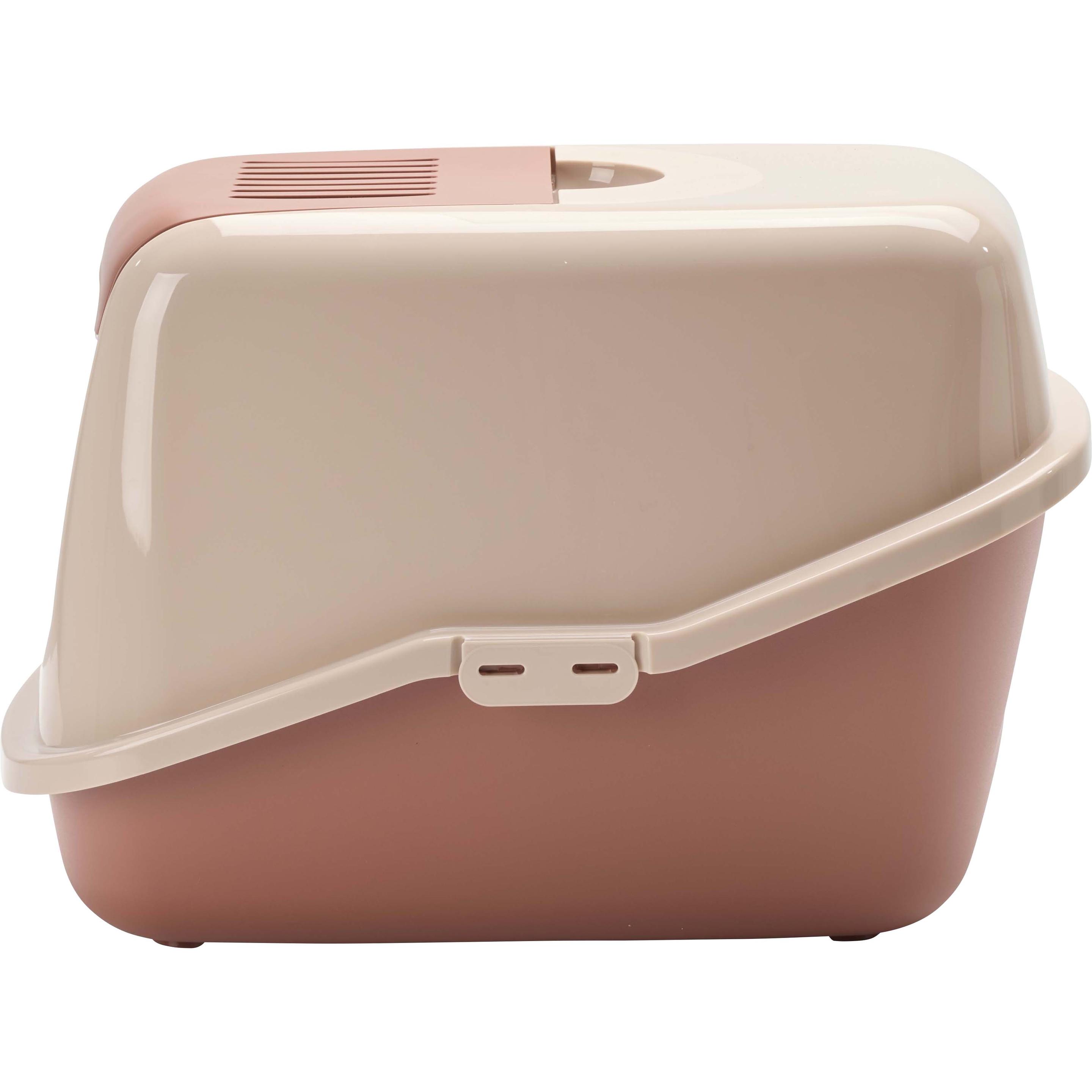 Maison de toilette Savic Nestor pour chat - maison rose champagne / rouge toscane + 2 filtres de rechange + 6 sacs Bag it up