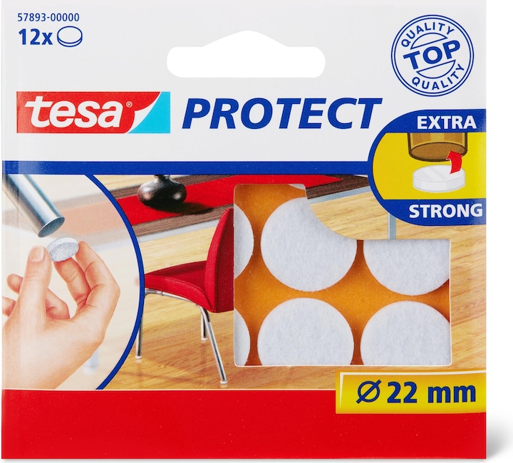 tesa PROTECT Filzgleiter rund (Filzgleiter, 12 Stück)