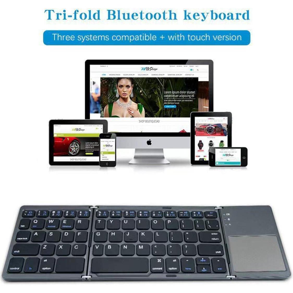 CoreParts Foldable wireless keyboard (US, Kabellos), Tastatur, Grau