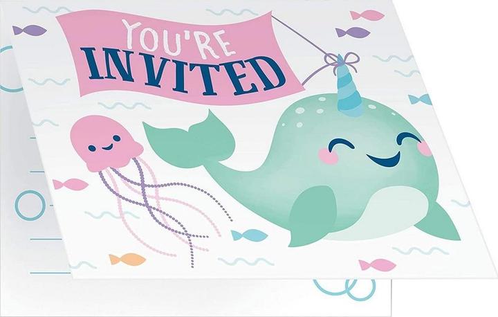 Produktbild Creative Party Narwal Einladungen 8erPack Papier (8 Stk.)