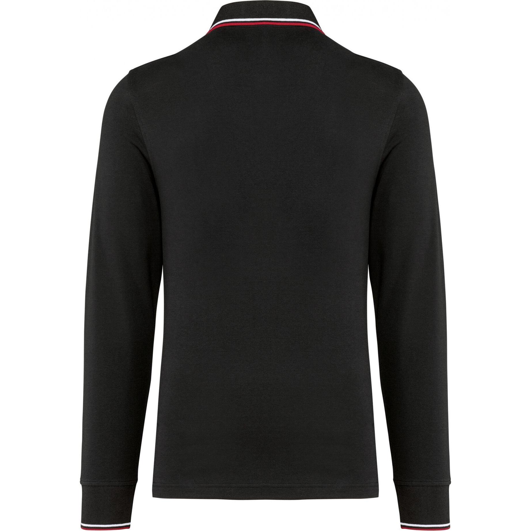 Thumbnail - Kariban, Herren, Shirt, Polo-Shirt aus Piqué-Strick langarm, Rot, Weiss, Schwarz, (XXL)