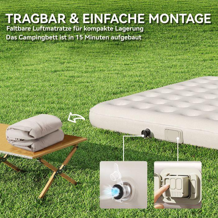 Actual product image Swisshandel24 Feldbett Campingbett mit Luftmatratze Pumpe 200 x 153 cm belastbar bis 200 kg