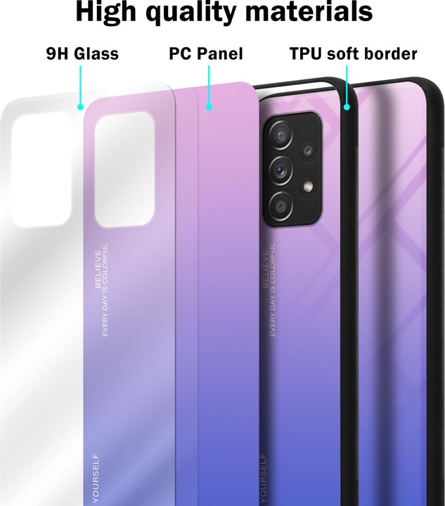 Productafbeelding Cadorabo TPU 2 Kleuren Glazen Hoesje (Samsung Galaxy A52, Samsung Galaxy A52 5G, Samsung Galaxy A52s 5G)