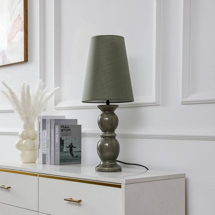 Image du produit Lucande Tischleuchte Lyndorin, grün, Keramik, 63 cm (E27)