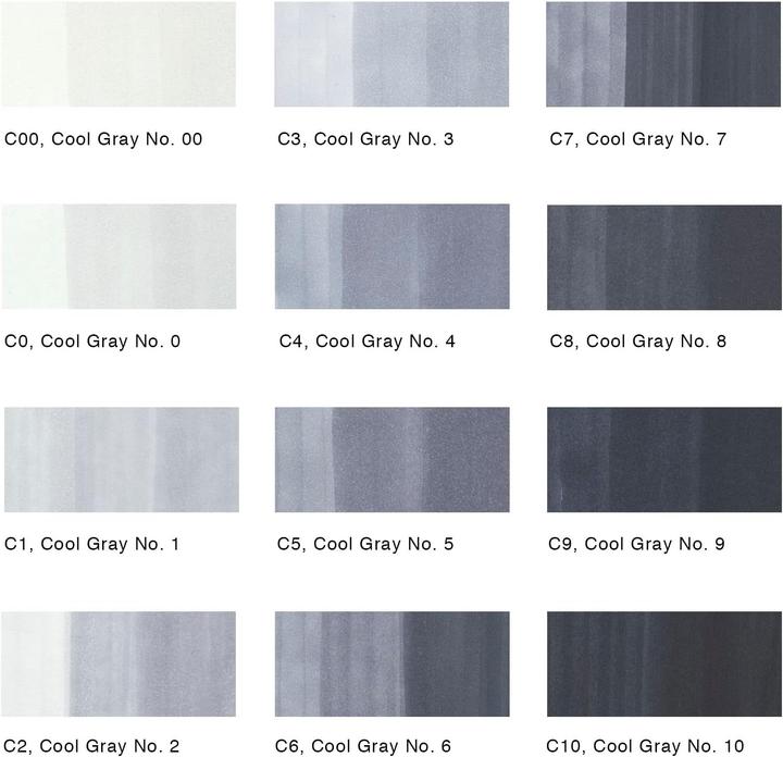 Actual product image Copic Marker sketch, set of 12 "Grey "ne CG" (12x)