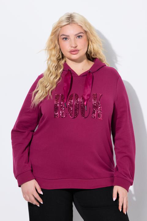 Immagine prodotto Ulla Popken Maglia con scritta di paillettes, maniche lunghe e cappuccio (58)