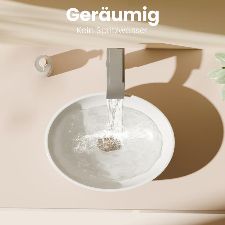 Produktbild Emke Aufsatzwaschbecken Ovales Waschbecken Keramik Waschbecken Waschtisch Weiss Glänzend 350x 270 x 1 (270 mm, 350 mm)