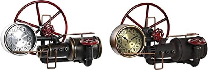 DKD Home Decor Table clock Silver Golden Iron Vintage 40 x 20 x 26 cm (2 Units)