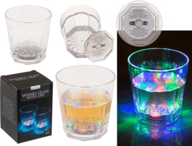 Immagine prodotto Out of the blue Bicchiere da whisky in acrilico con LED colorato (0.85 dl, 2 x, Bicchiere da whisky)