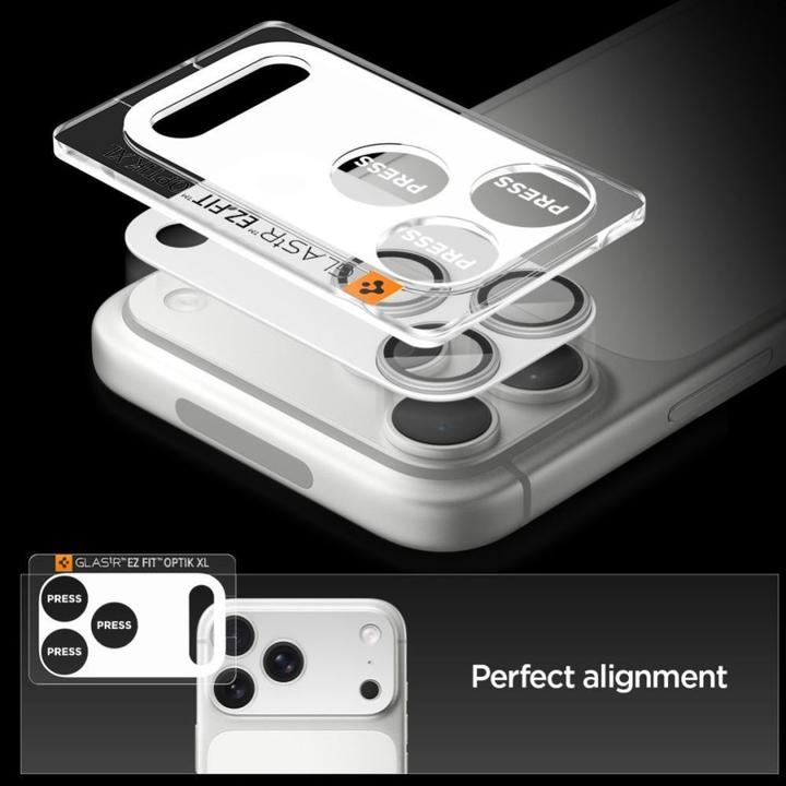 Actual product image Spigen Optik Pro XL EZ Fit iPhone 17 Pro Max Lens Protector Silver (2 pcs., Apple iPhone 17 Pro Max)