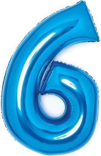 Magni Palloncino in foil Numero 6 medio 64x96cm blu (1x)