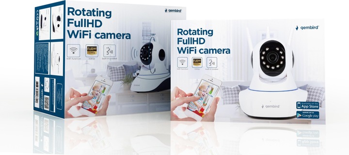 Actual product image Gembird IP-Cam Smart WiFi 355°Rotat. 120°Tilt.wink. (1920 x 1080 Pixels)
