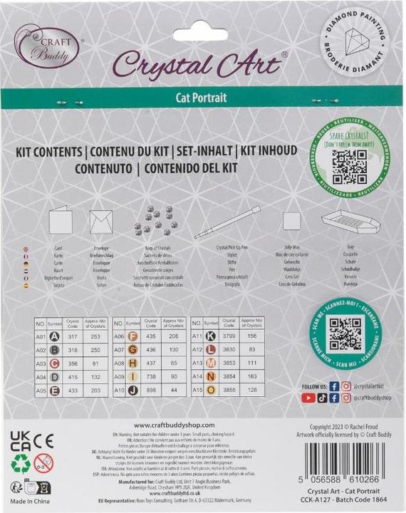Actual product image Craft Buddy Cats, 18x18cm Crystal Art Card