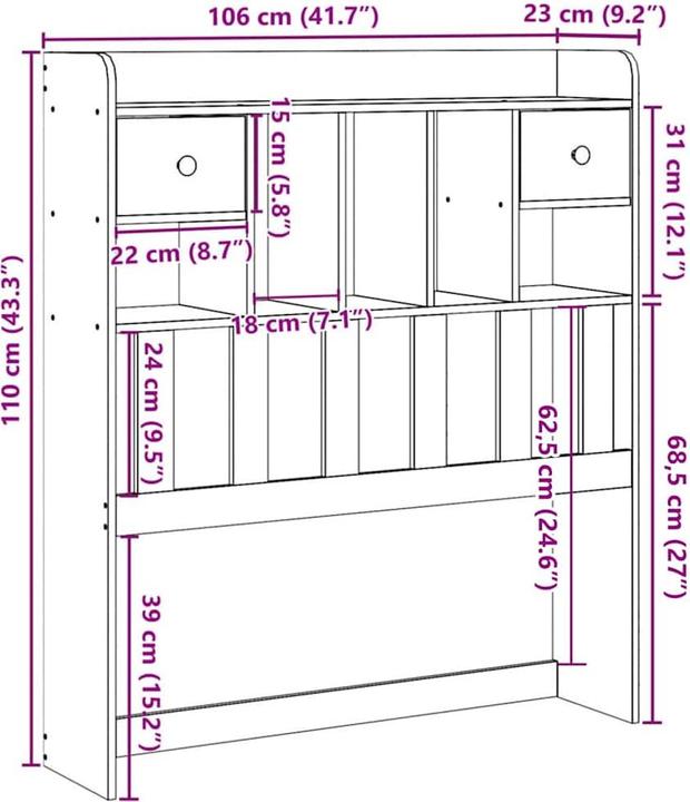 Image du produit vidaXL Kopfteil (146 x 23 x 110 cm)