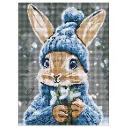 Ideyka Diamantmosaik - Hase mit Schneeglöckchen 30x40