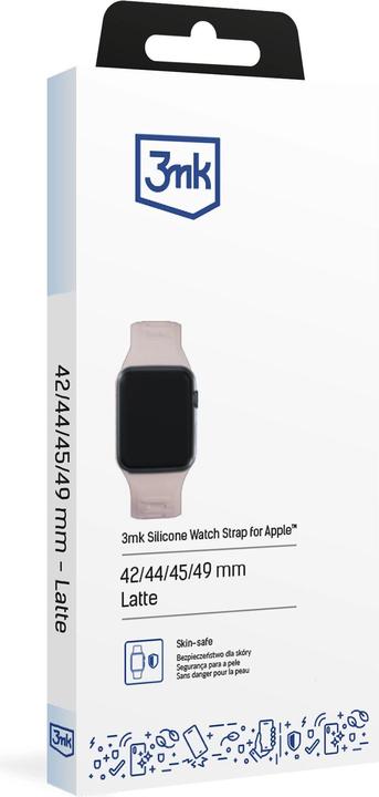 Produktbild 3MK Silicone Watch Strap różowobeżowy/ latte dla Apple Watch 42/44/45/49mm (Silikon, Edelstahl)