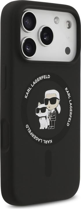 Produktbild Karl Lagerfeld - Silicone Ring MagSafe (KLHMP17MSCMKCRHK) - iPhone 17 Air - Black Karl&Choupette (Apple iPhone 17 Pro)